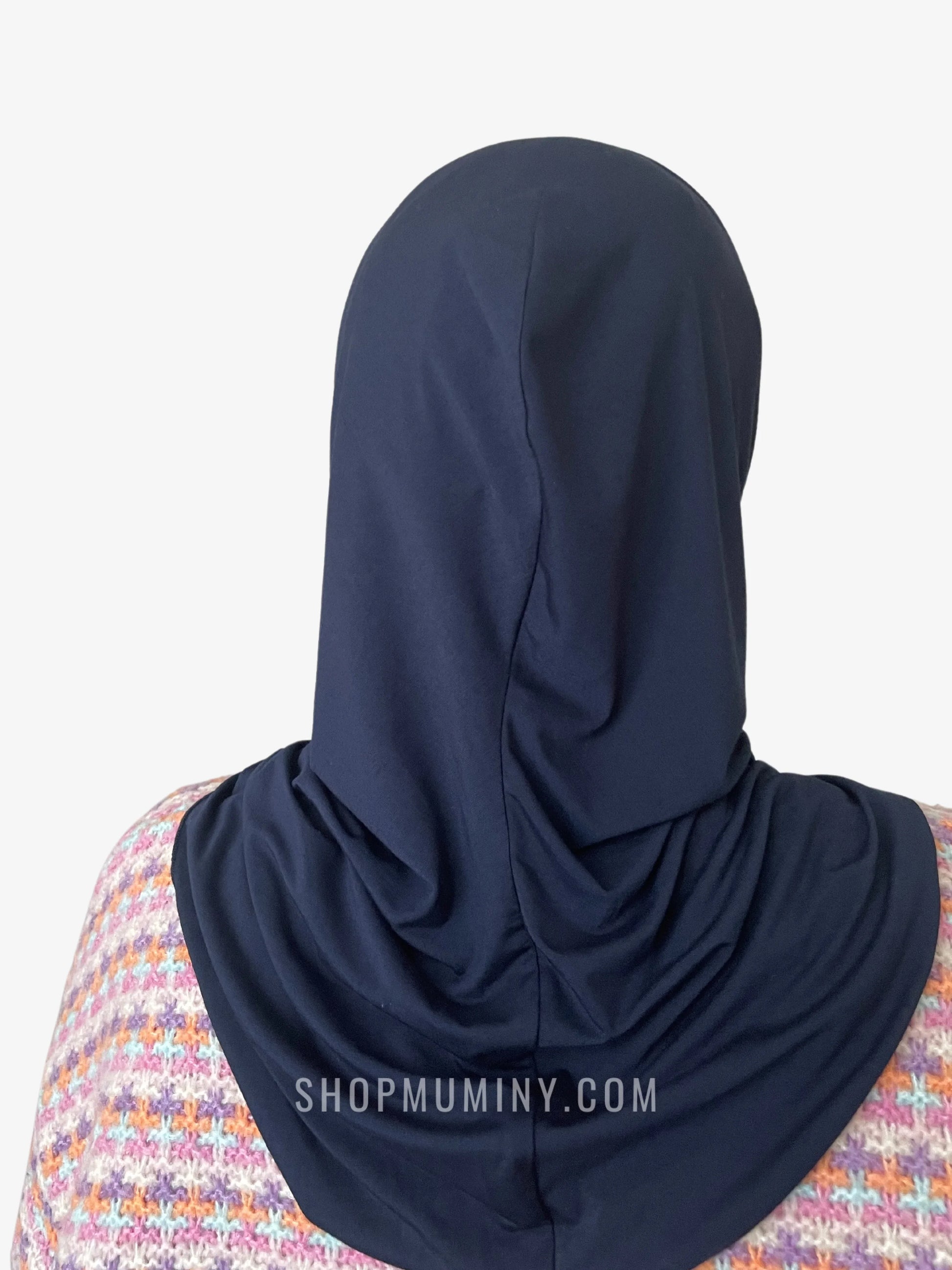 One-Piece Instant Jersey Hijab: Navy Blue - Handmade One-Piece Instant Jersey Hijab from Muminy