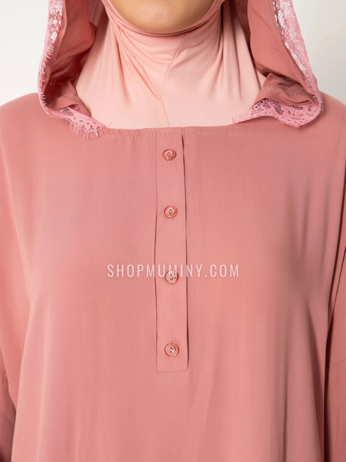 Hooded One-Piece Prayer Dress: Rosey Bliss - Handmade Hooded One-Piece Prayer Dress from Muminy