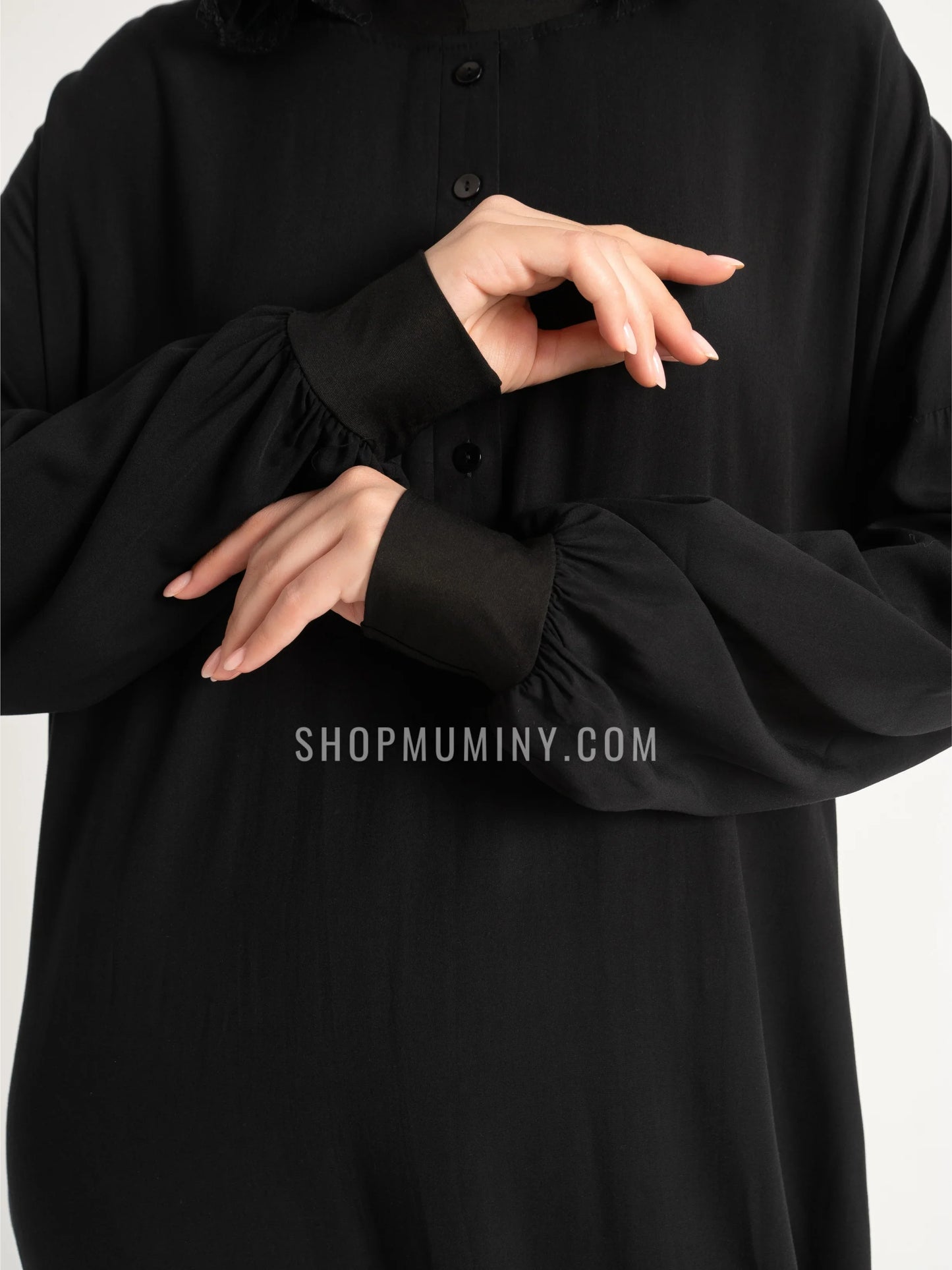 Hooded One-Piece Prayer Dress: Midnight Noir - Handmade Hooded One-Piece Prayer Dress from Muminy