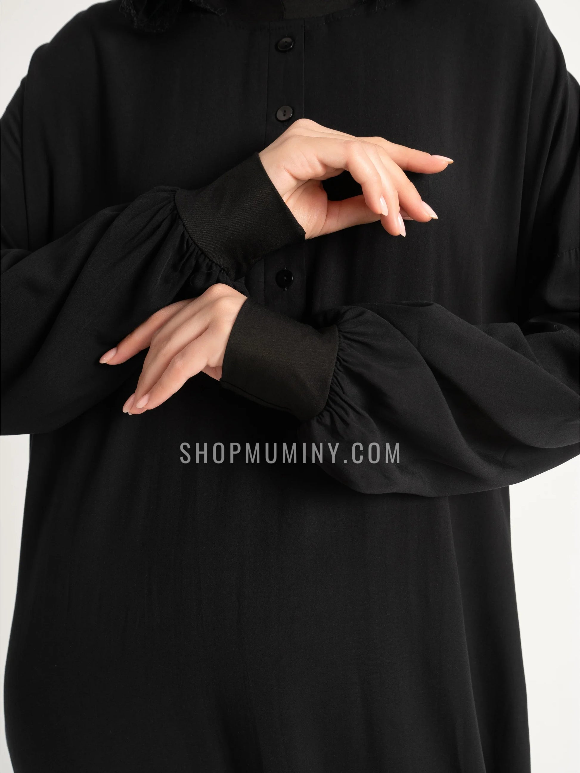 Hooded One-Piece Prayer Dress: Midnight Noir - Handmade Hooded One-Piece Prayer Dress from Muminy