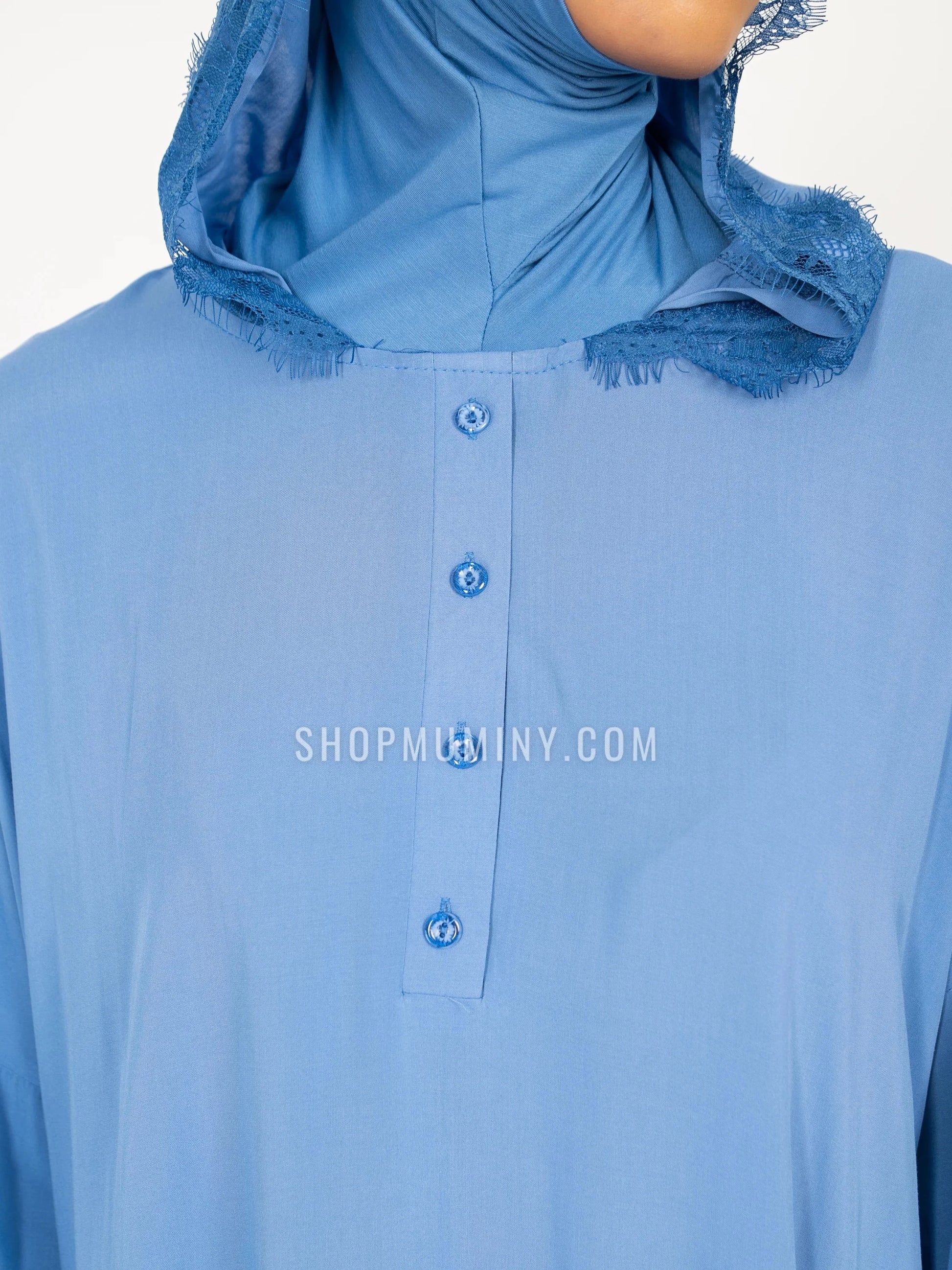 Hooded One-Piece Prayer Dress: Ocean Breeze - Handmade Hooded One-Piece Prayer Dress from Muminy