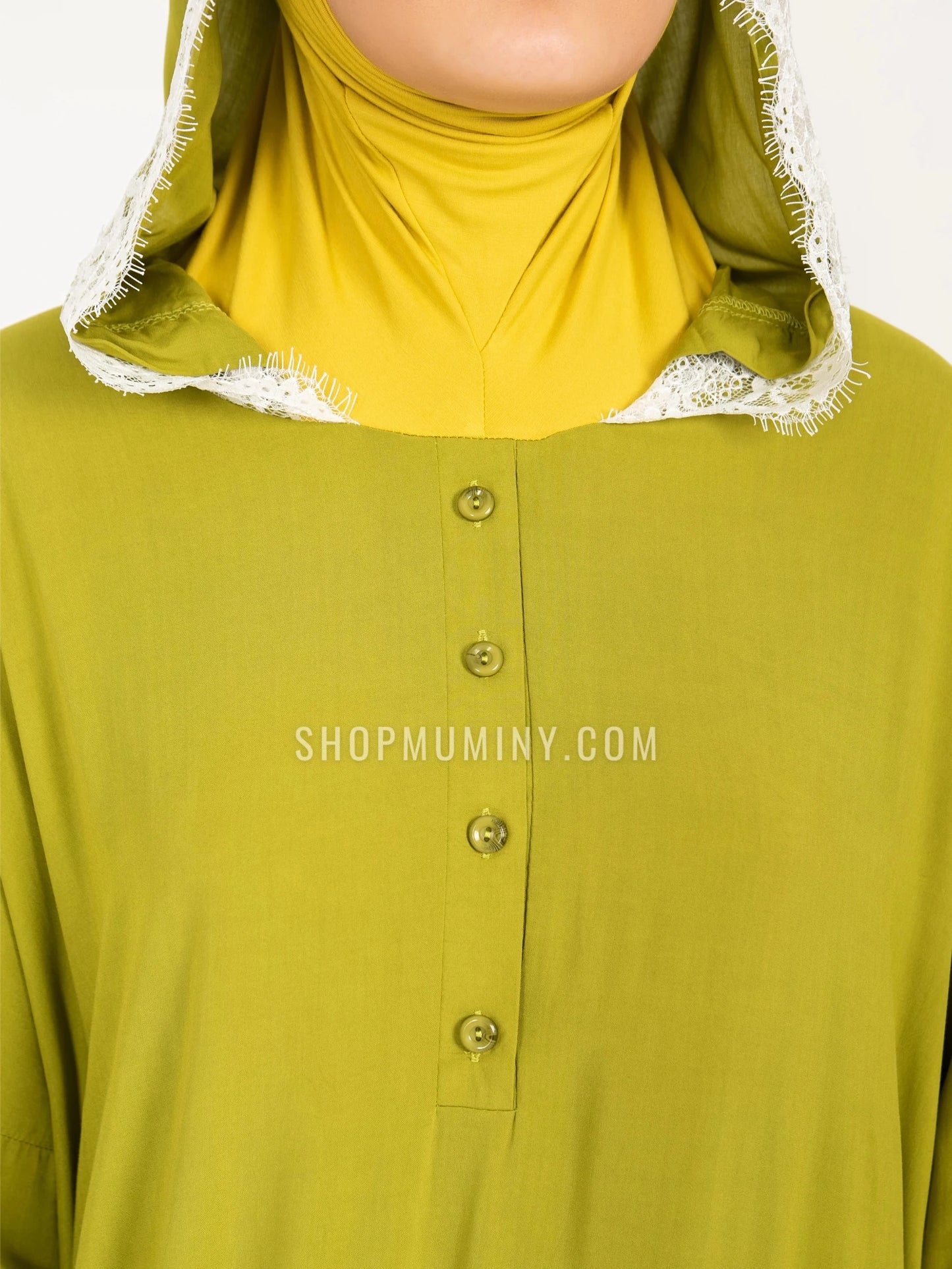Hooded One-Piece Prayer Dress: Luminous Lime - Handmade Hooded One-Piece Prayer Dress from Muminy
