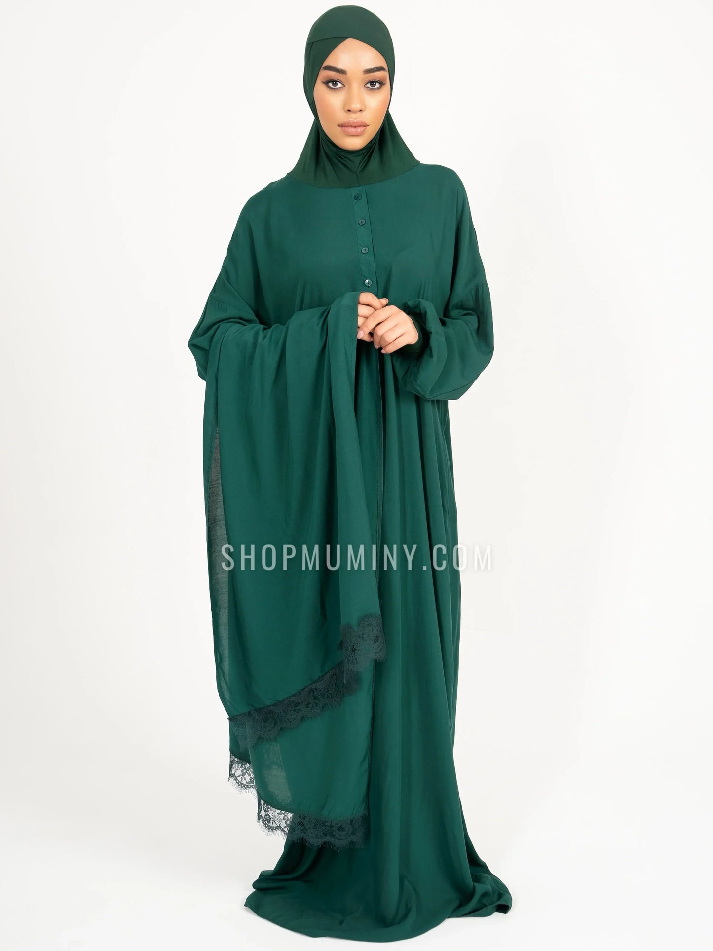 One-Piece Prayer Dress With Scarf: Ivy Charm - Handmade One-Piece Prayer Dress With Scarf from Muminy