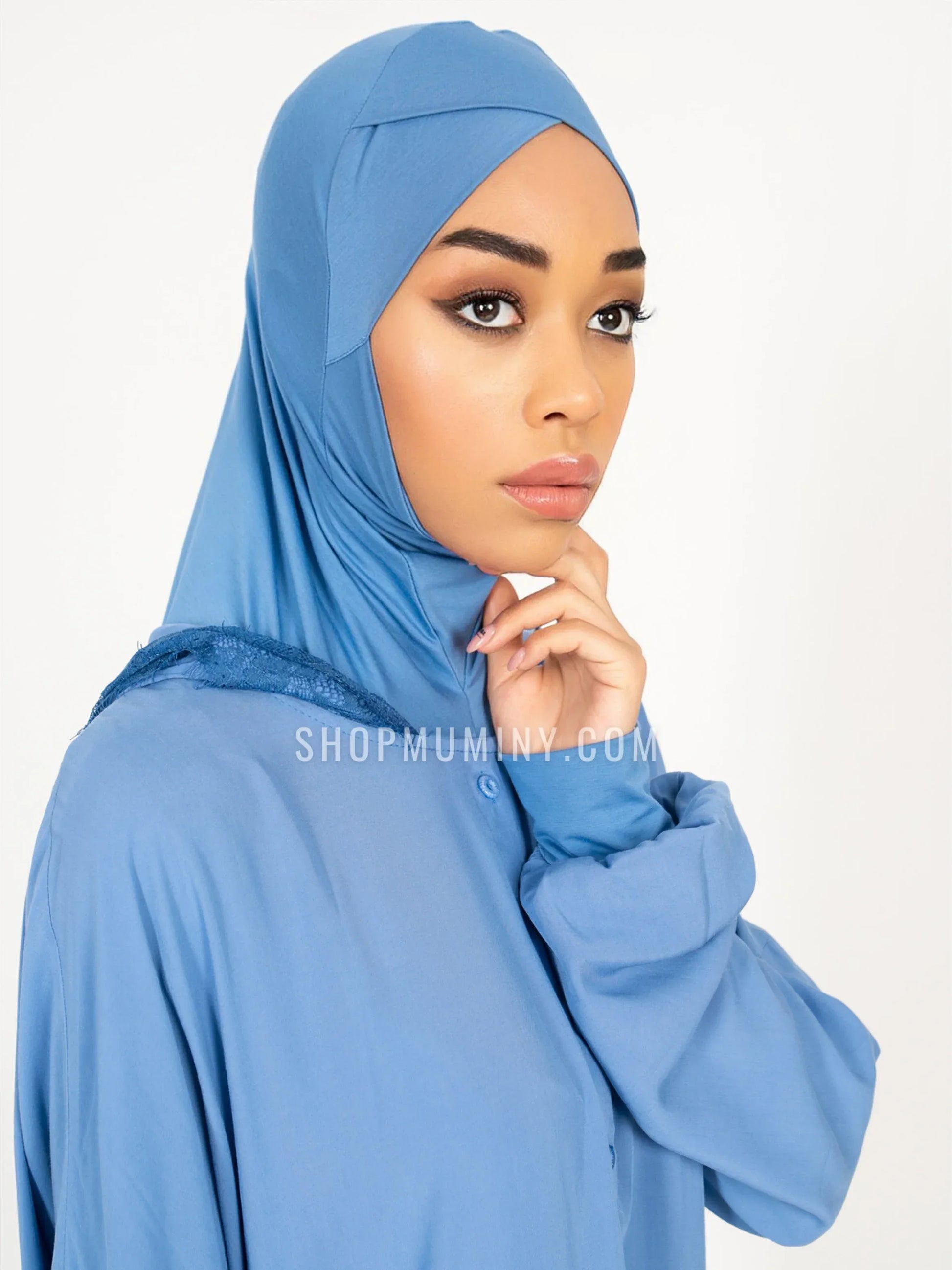 Hooded One-Piece Prayer Dress: Ocean Breeze - Handmade Hooded One-Piece Prayer Dress from Muminy