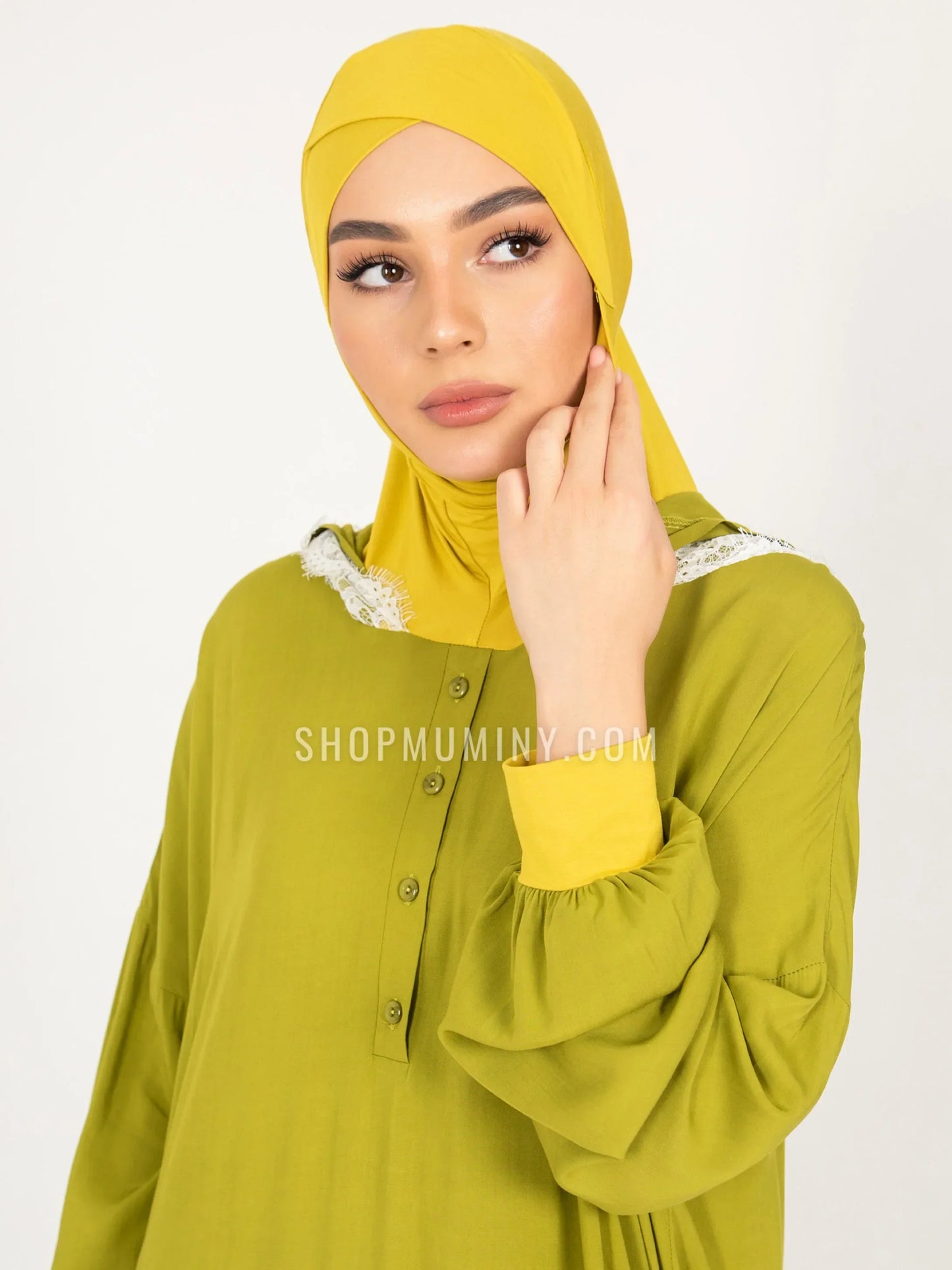 Hooded One-Piece Prayer Dress: Luminous Lime - Handmade Hooded One-Piece Prayer Dress from Muminy