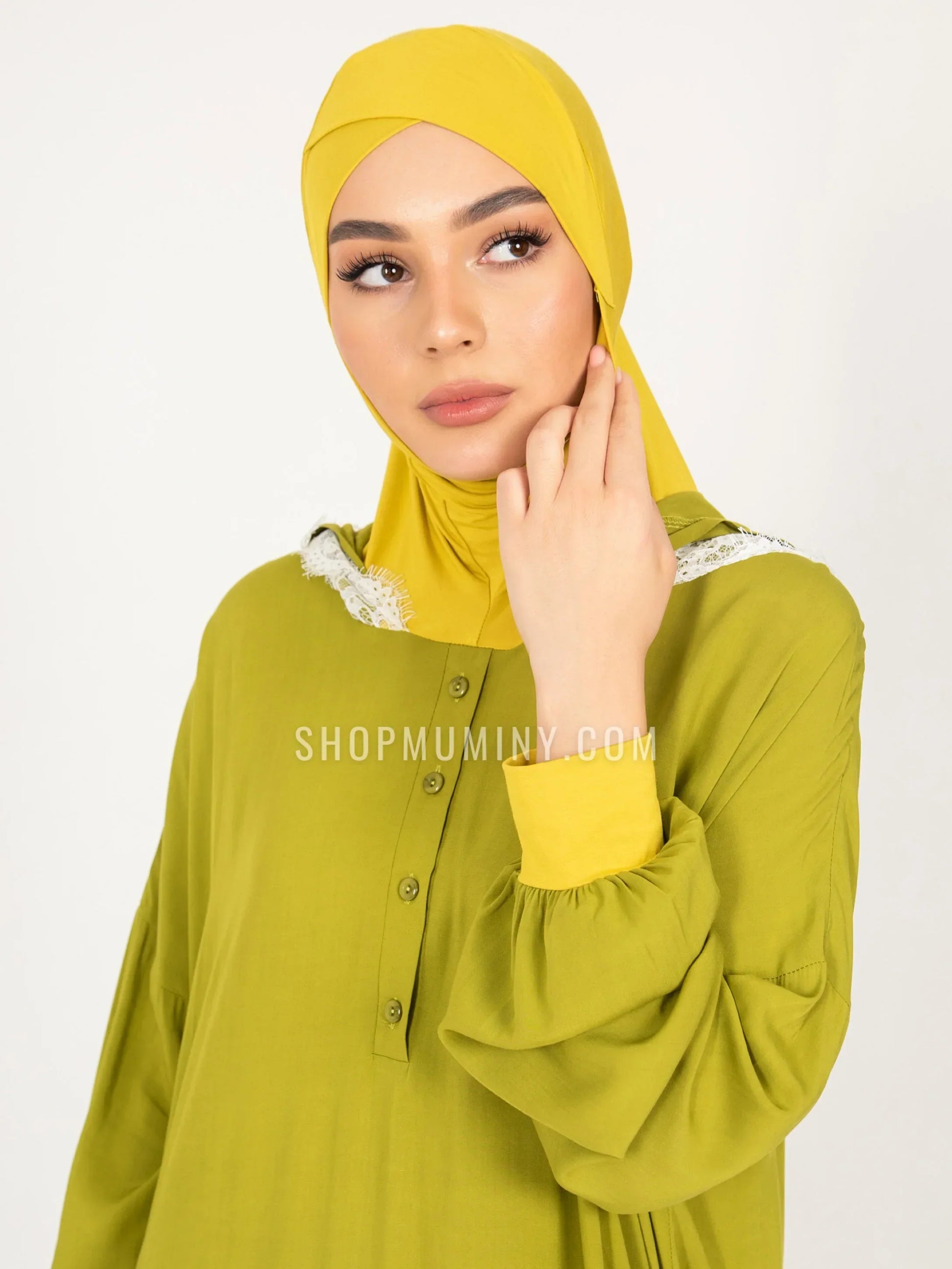 Hooded One-Piece Prayer Dress: Luminous Lime - Handmade Hooded One-Piece Prayer Dress from Muminy