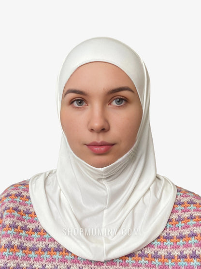 One-Piece Instant Jersey Hijab: Ivory - Handmade One-Piece Instant Jersey Hijab from Muminy