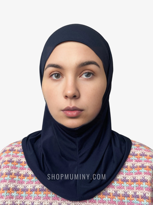 One-Piece Instant Jersey Hijab: Navy Blue - Handmade One-Piece Instant Jersey Hijab from Muminy