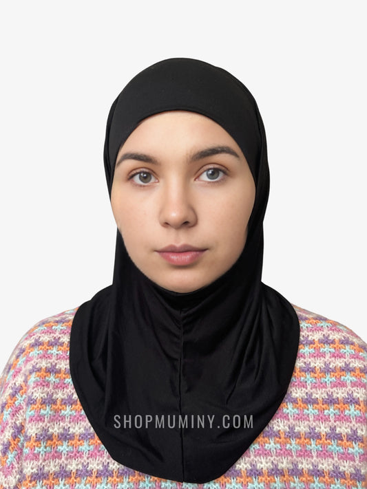 One-Piece Instant Jersey Hijab: Midnight Black - Handmade One-Piece Instant Jersey Hijab from Muminy