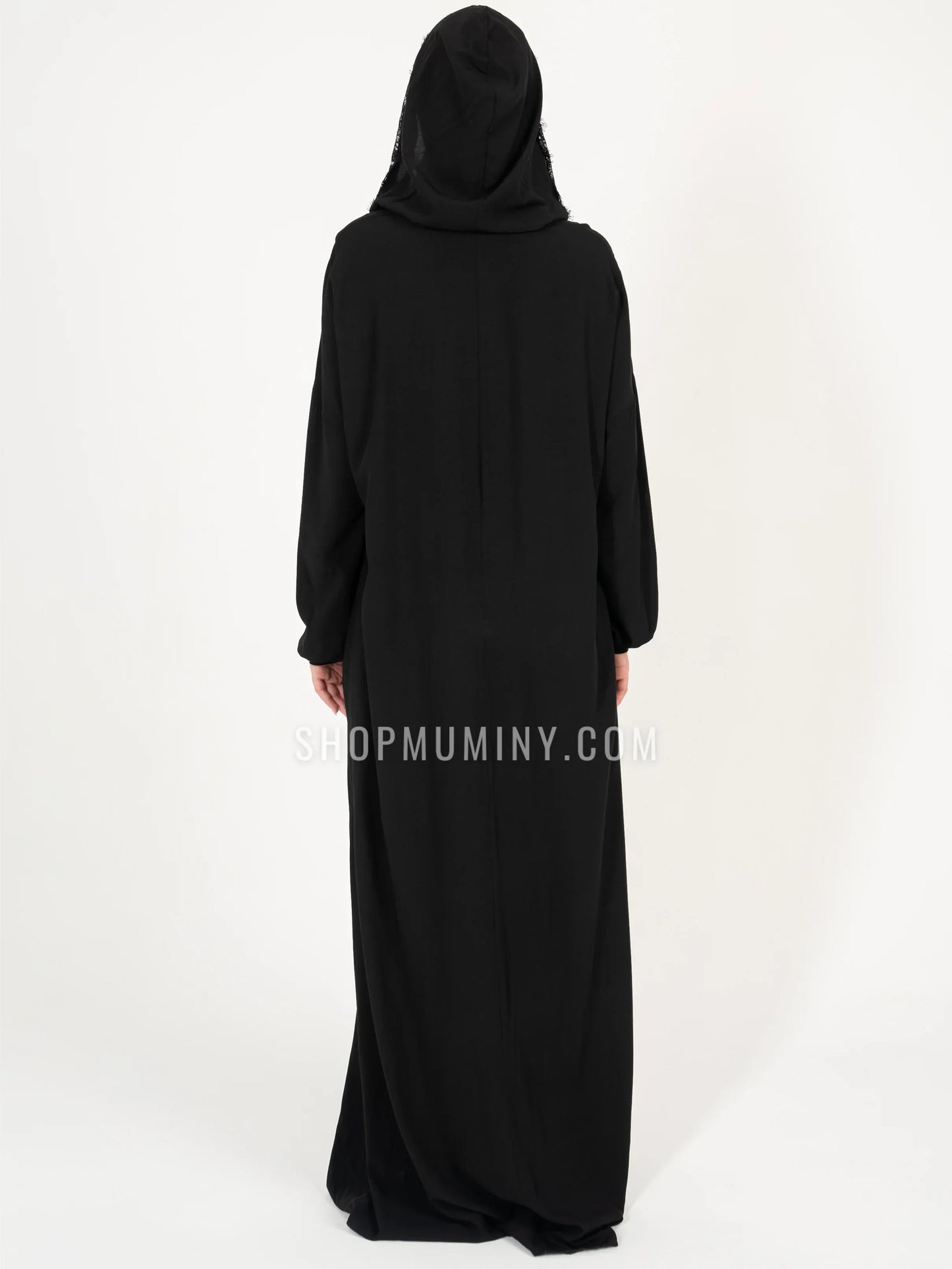 Hooded One-Piece Prayer Dress: Midnight Noir - Handmade Hooded One-Piece Prayer Dress from Muminy