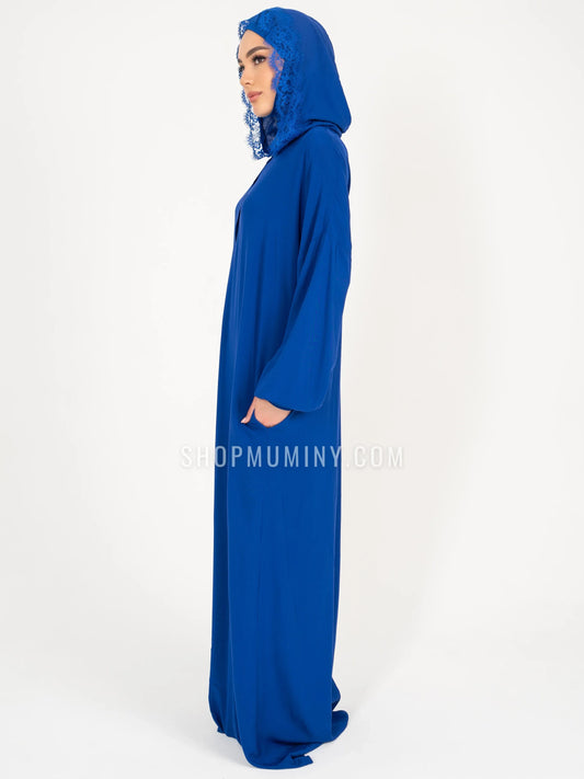 Hooded One-Piece Prayer Dress: Royal Sapphire - Handmade Hooded One-Piece Prayer Dress from Muminy