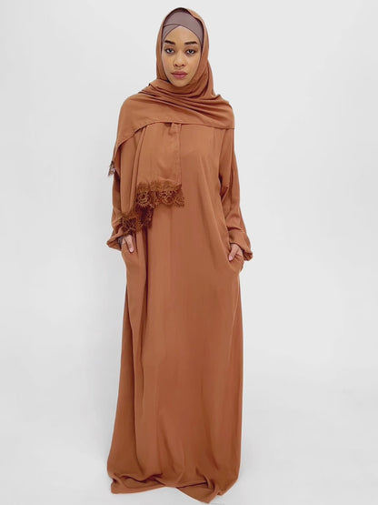 One-Piece Prayer Dress With Scarf : Autumn Grace