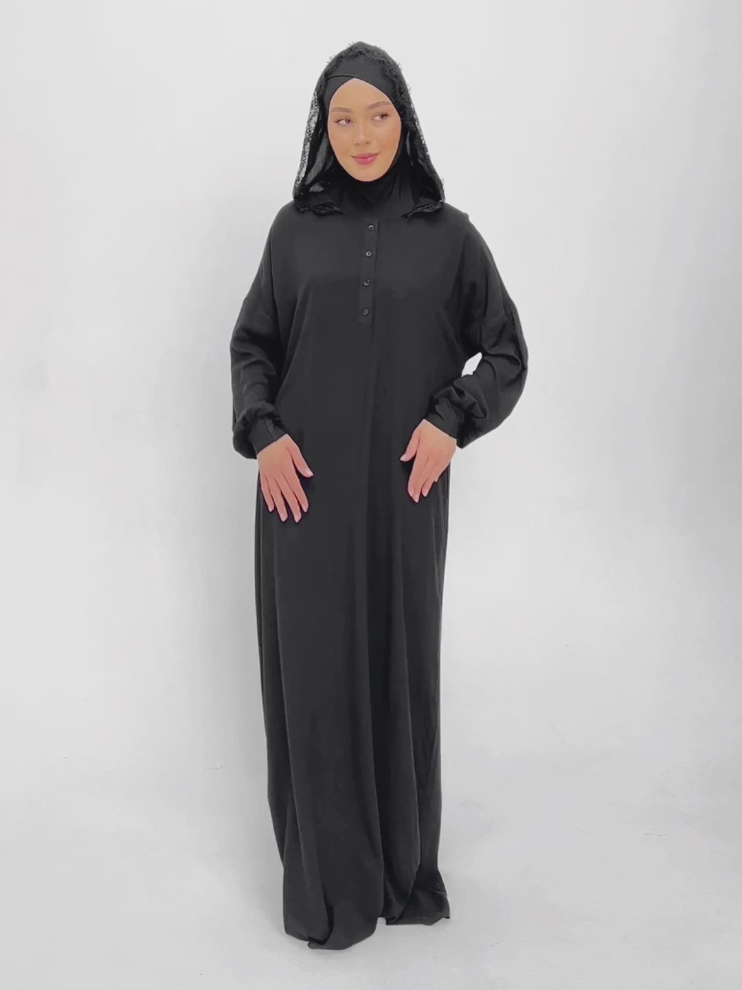 Black Hooded One-Piece Prayer Dress, Prayer Clothes, Prayer